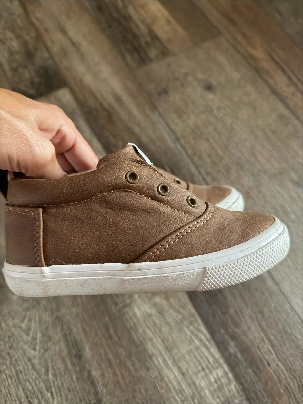 TOMS Kids Brown Slip-On Canvas Sneakers with White Soles